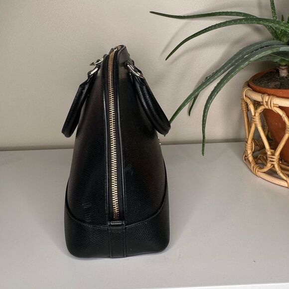 Coach Sierra Satchel Black Crossgrain Leather Dome Bag Gold Hardware Top Handle - Picture 3 of 14